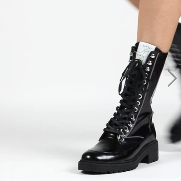 NWOT NWOB Havva Mustafa Metallic Oiled Bronze Black Lace Up Combat Boots - Picture 5 of 16